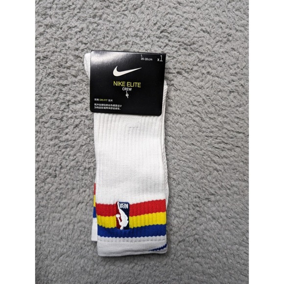 Nike Elite Crew Socks Dri-Fit Mens Large 9-11 Embroidered NBA Logo White Stripe - Picture 4 of 5
